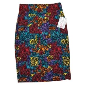 LULAROE Pencil Skirt Bright Cassie Small NEW Multicolored Stretch Career Casual